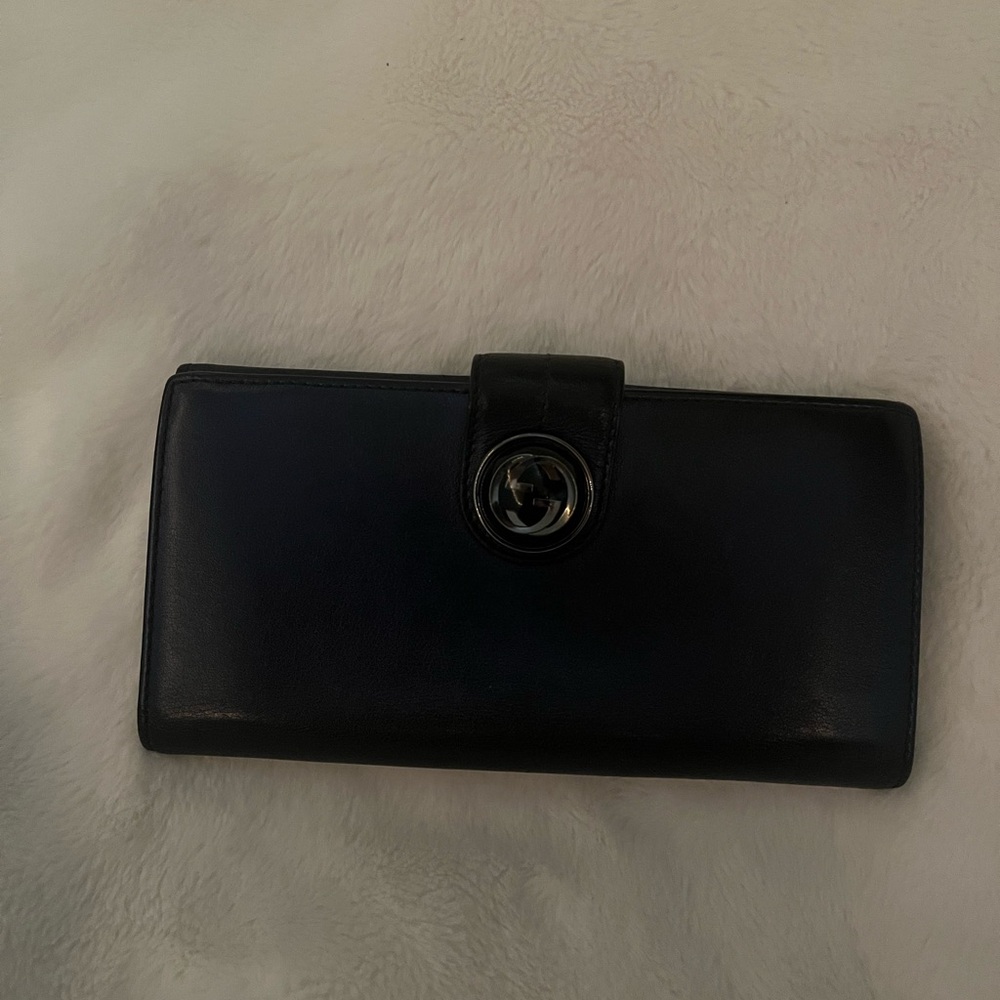Authentic Dark Blue Leather Gucci Wallet